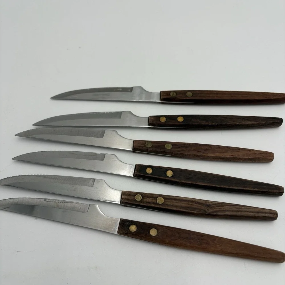6 St. Regis Stainless Steel Steak‎ Knives Japan Retro MCM Design